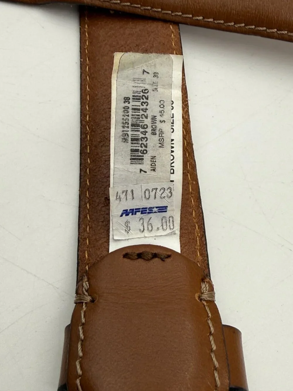 Fossil Genuine Leather Belt Brown Tan Size 38/95 Work Casual Silver Buckle 1.5